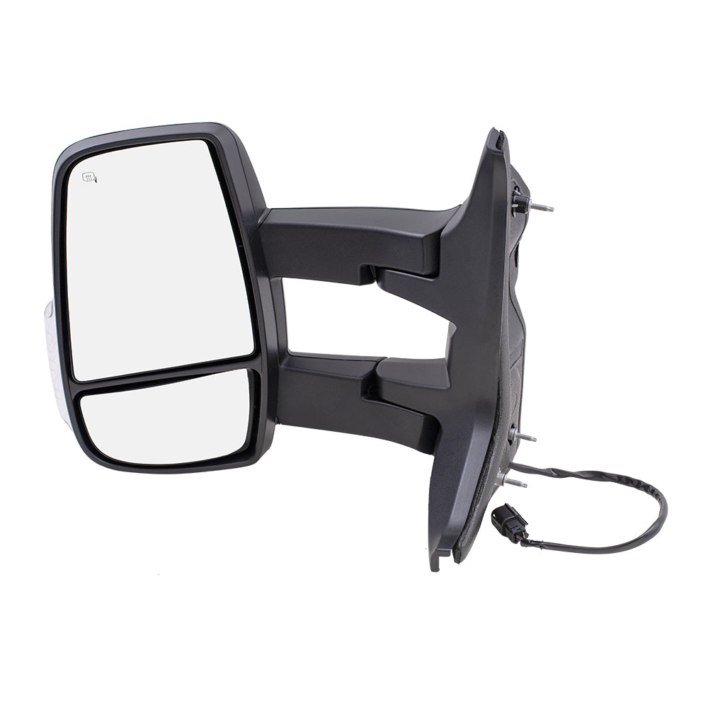 Replacement Driver Side Mirror Heated with Signal Dual Long Arms Compatible with 2015-2019 Transit Van with Medium or High Roof