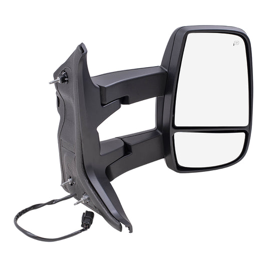 Replacement Passenger Side Mirror Heated with Signal Dual Long Arms Compatible with 2015-2019 Transit Van with Medium or High Roof