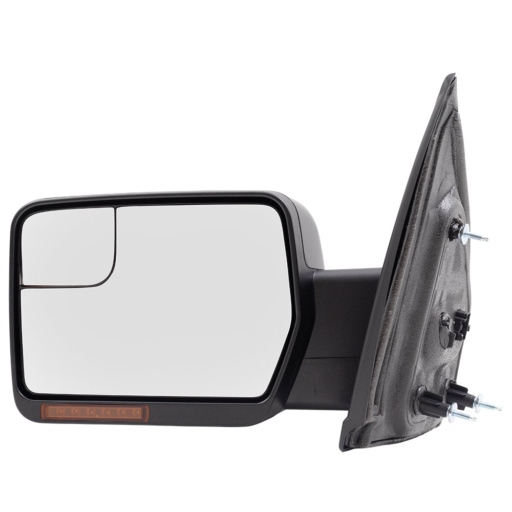 Brock Replacement Driver Side Pedestal Type Power Mirror Paint to Match Black with Heat, Signal, Memory, Reflector, Spotter Glass and Manual Folding Compatible with 2009-2014 F-150