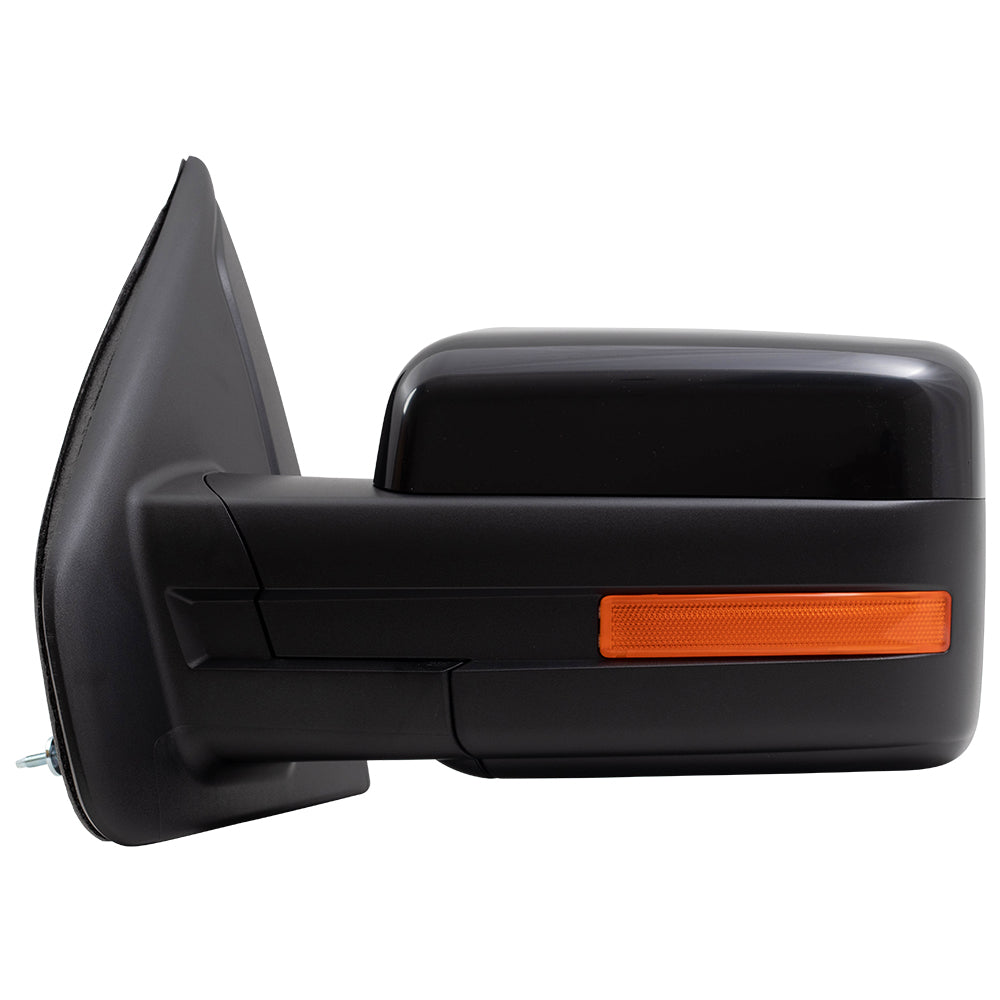 Brock Replacement Driver Side Pedestal Type Power Mirror Paint to Match Black with Heat, Signal, Memory, Reflector, Spotter Glass and Manual Folding Compatible with 2009-2014 F-150