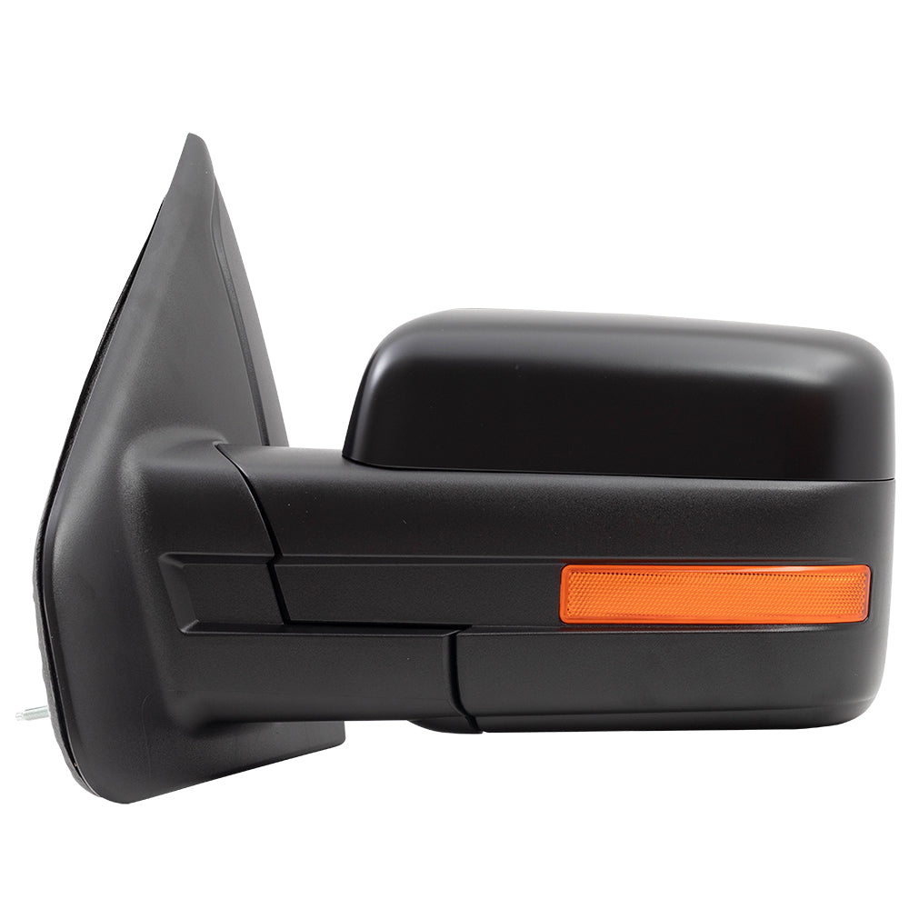 Brock Replacement Driver Side Pedestal Type Power Mirror Paint to Match Black with Heat, Signal, Memory, Reflector and Manual Folding Compatible with 2009-2014 F-150