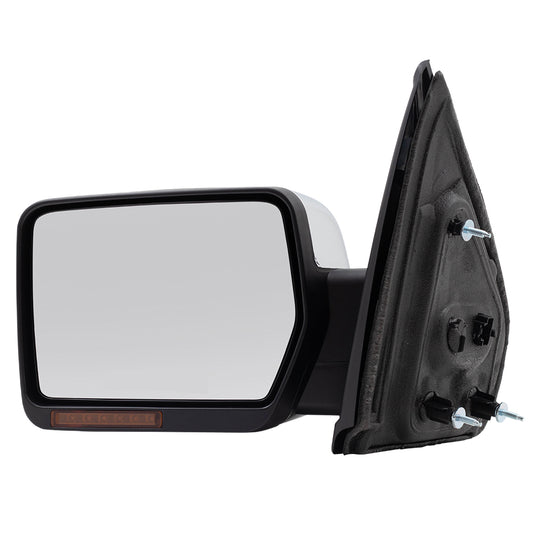 Brock Aftermarket Replacement Driver Left Power Mirror Chrome Cover with Heat-Signal-Memory-Reflector-Manual Folding Compatible with 2009-2014 Ford F-150