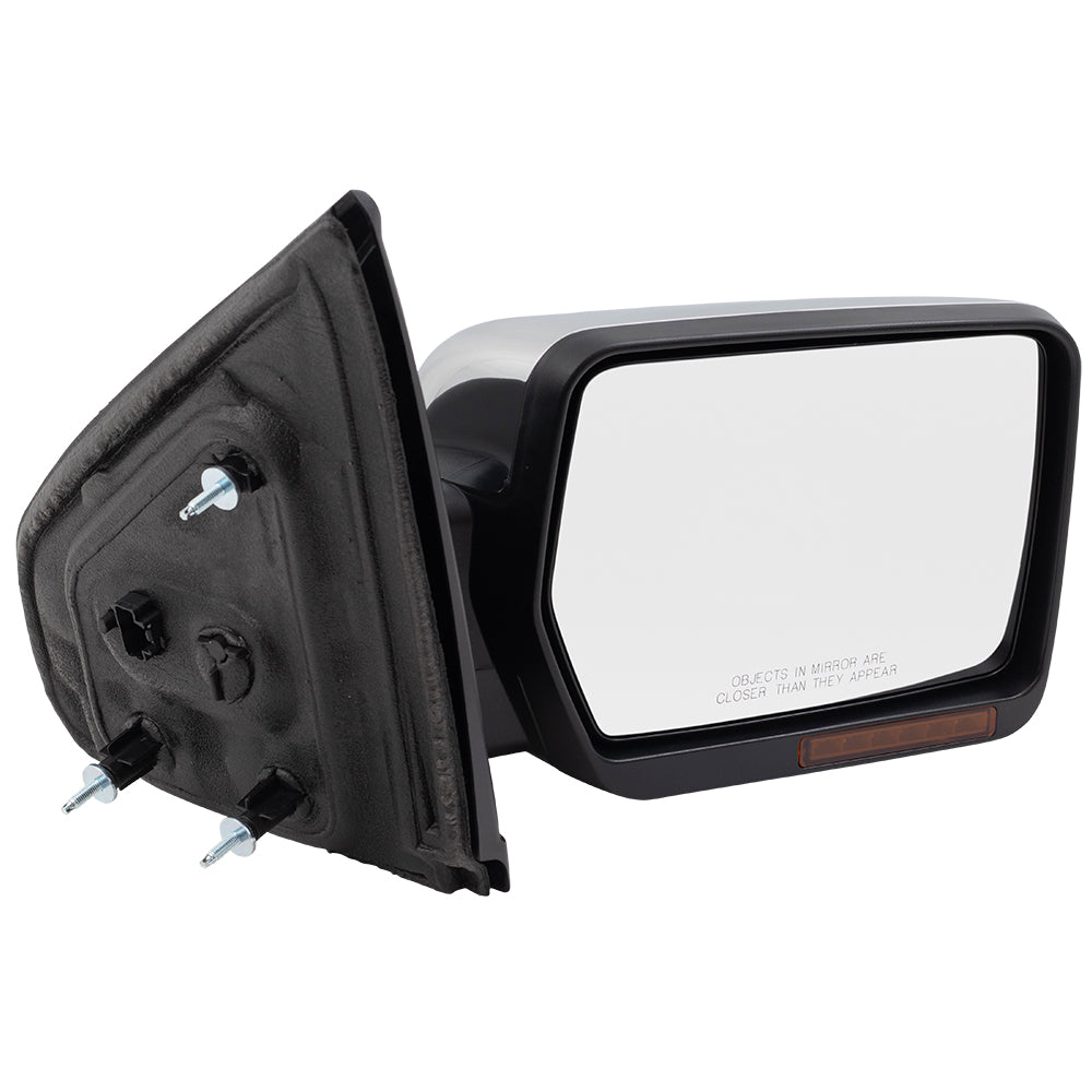 Brock Aftermarket Replacement Passenger Right Power Mirror Chrome Cover with Heat-Signal-Memory-Reflector-Manual Folding Compatible with 2009-2014 Ford F-150