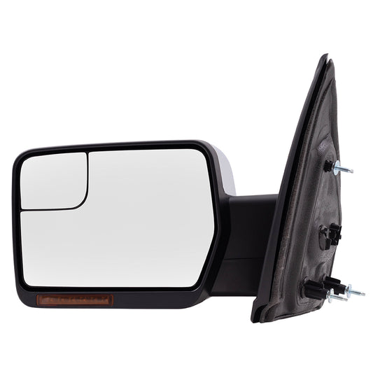 Brock Replacement Driver Side Pedestal Type Power Mirror with Heat, Signal, Memory, Reflector, Spotter Glass and Manual Folding without Puddle Light or Auto Dim Compatible with 2009-2014 F-150