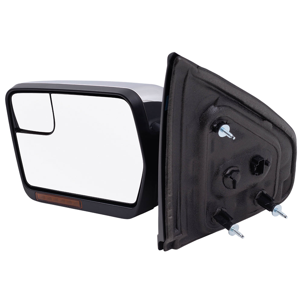 Brock Replacement Driver Side Pedestal Type Power Mirror with Heat, Signal, Memory, Reflector, Spotter Glass and Manual Folding without Puddle Light or Auto Dim Compatible with 2009-2014 F-150