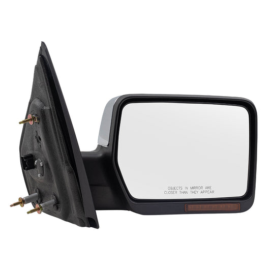 Brock Replacement Passenger Side Chrome Power Mirror with Heat, Signal, Memory and Manual Folding without Puddle Light or Auto Dim Compatible with 2007-2008 F-150