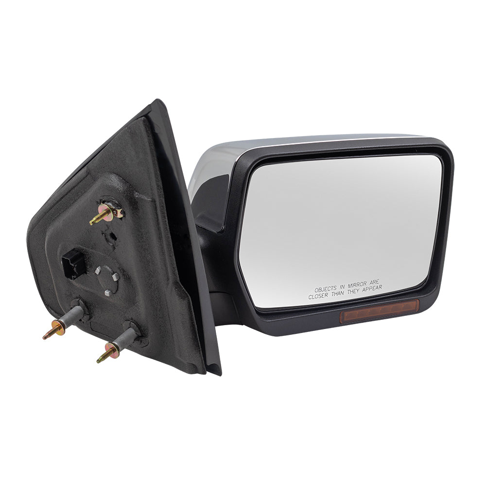 Brock Replacement Passenger Side Chrome Power Mirror with Heat, Signal, Memory and Manual Folding without Puddle Light or Auto Dim Compatible with 2007-2008 F-150