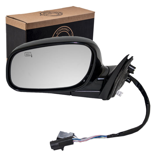 Brock Replacement Driver Side Power Mirror with 10H6P/4H4P, Smooth Black Finish, Heat and Memory without Auto Dim Compatible with 1998-2002 Town Car