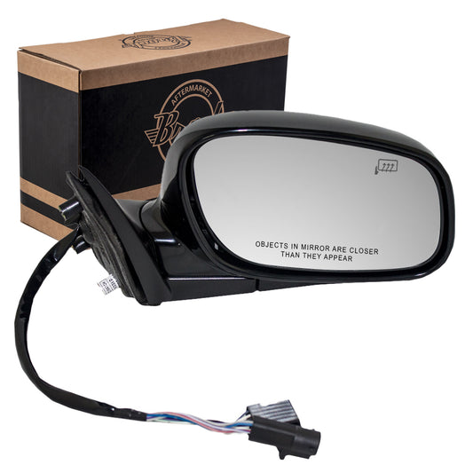 Brock Replacement Passenger Side Power Mirror with 10H6P/4H4P, Smooth Black Finish, Heat and Memory without Auto Dim Compatible with 1998-2004 Town Car Built to 2/8/2004 ONLY