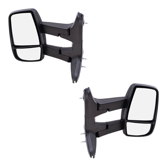 Replacement Set Driver and Passenger Side Manual Mirrors with Dual Long Arms Compatible with 2015-2019 Transit Van with Low Roof