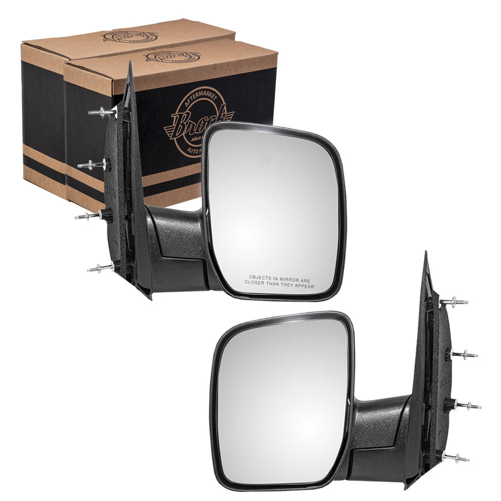 Brock Aftermarket Replacement Driver Left Passenger Right Manual Mirror Set Textured Black with Single Glass Sail Type with 4 Mounting Points Compatible with 2003-2009 Ford E-Series