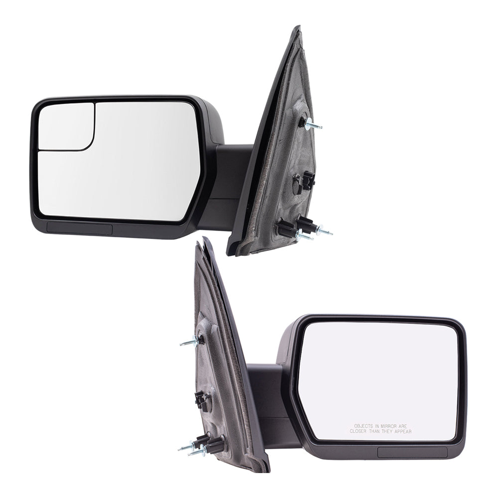 Brock Replacement Driver and Passenger Side Power Mirrors Textured Black with Manual Folding Compatible with 2009-2014 Ford F-150