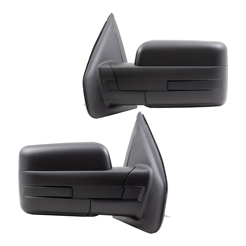 Brock Replacement Driver and Passenger Side Power Mirrors Textured Black with Manual Folding Compatible with 2009-2014 Ford F-150