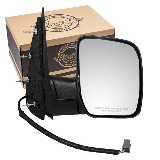 Passengers Power Side View Sail Type Mirror Glass Textured Replacement for 2009-2014 E-Series Van 9C2Z17682AA