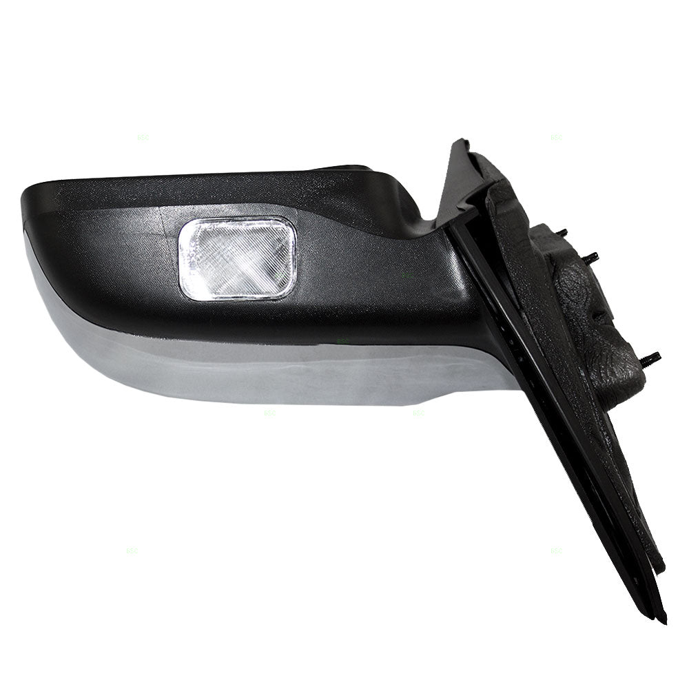 Replacement Drivers Power Side View Mirror Heated Memory Puddle Lamp Black Base w/ Chrome Cover Compatible with 07-10 MKZ