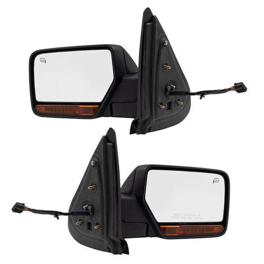 BROCK Pair Side Power Mirrors Replacement for 2009-2010 Ford Expedition Driver and Passenger Power Folding Set Heated Signal Memory Puddle Lamp 9L1Z17683AB 9L1Z17682AA