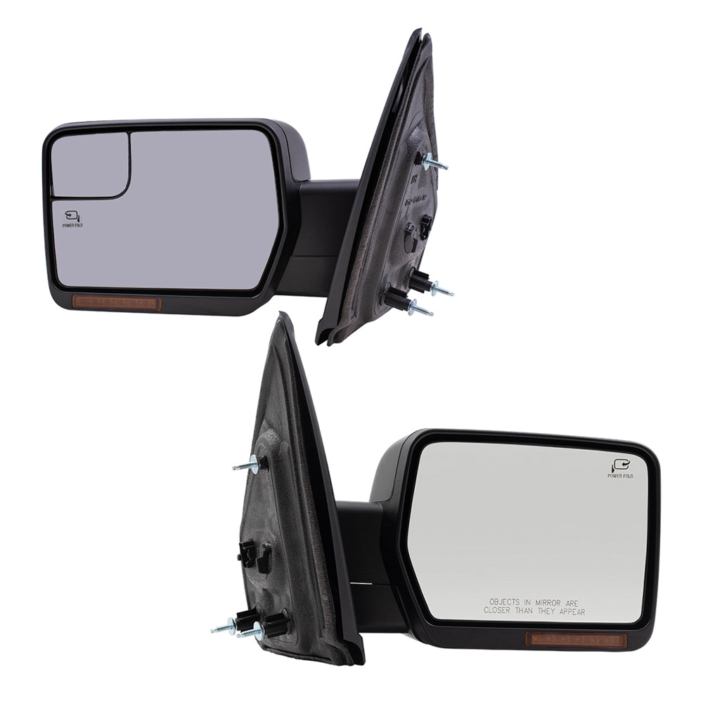 Brock Pair Set Power Folding Side View Mirrors Spotter Glass PTM Ready-to-Paint Heated Signal Reflector Memory Puddle Lamp fits 09-14 Ford F-150 Pickup Truck BL3Z17683FAPTM BL3Z17682FAPTM