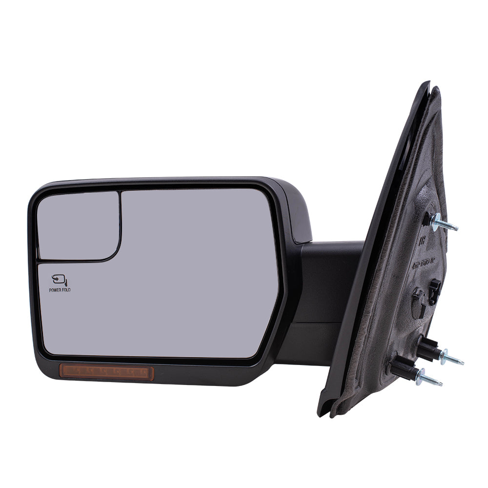 Brock Drivers Power Folding Side View Mirror Spotter Glass PTM Ready-to-Paint Heated Signal Reflector Memory Puddle Lamp fits 09-14 Ford F-150 Pickup Truck BL3Z17683FAPTM