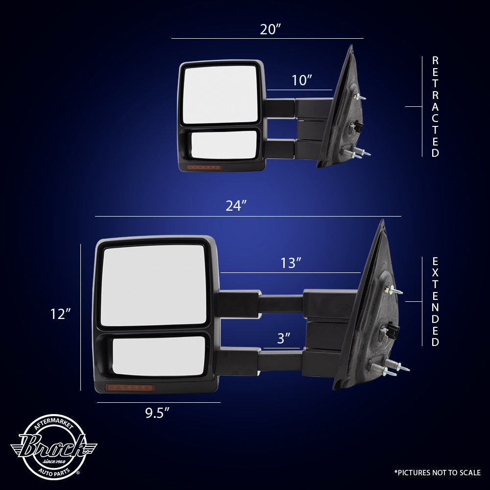 Drivers Power Tow Side Mirror Heated Memory Signal Puddle Lamp Chrome Cover Replacement for 2008-2014 Ford F150 Pickup Truck 9L3Z17683EC