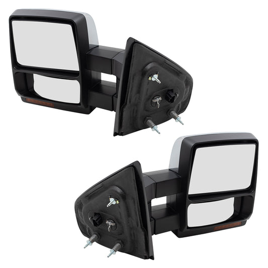 Driver & Passenger Power Tow Mirrors Heated Signal Memory Puddle Lamp Chrome Cover Replacement for 2008-2014 Ford F150 Pickup Truck 9L3Z17683EC 9L3Z17682EC