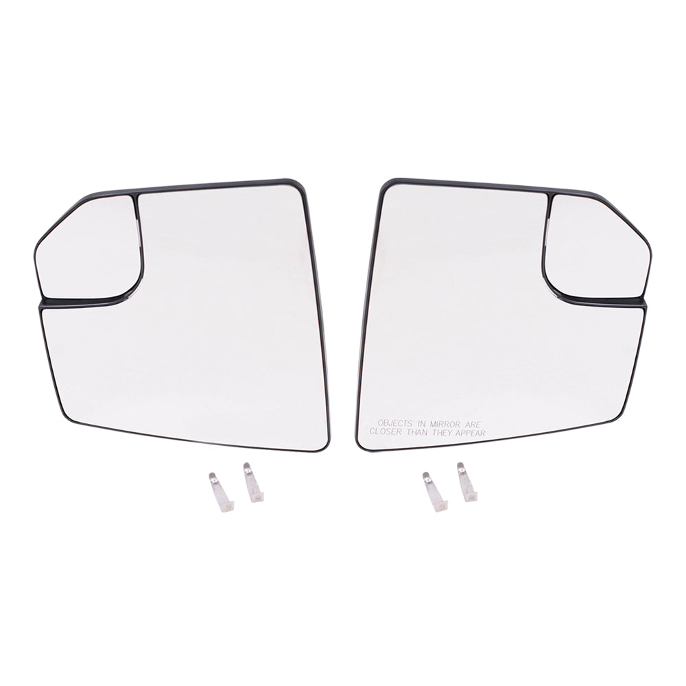 Brock Aftermarket Replacement Driver Left Passenger Right Mirror Glass and Base Set with Spotter Glass without Heat Compatible with 2015-2020 Ford F-150