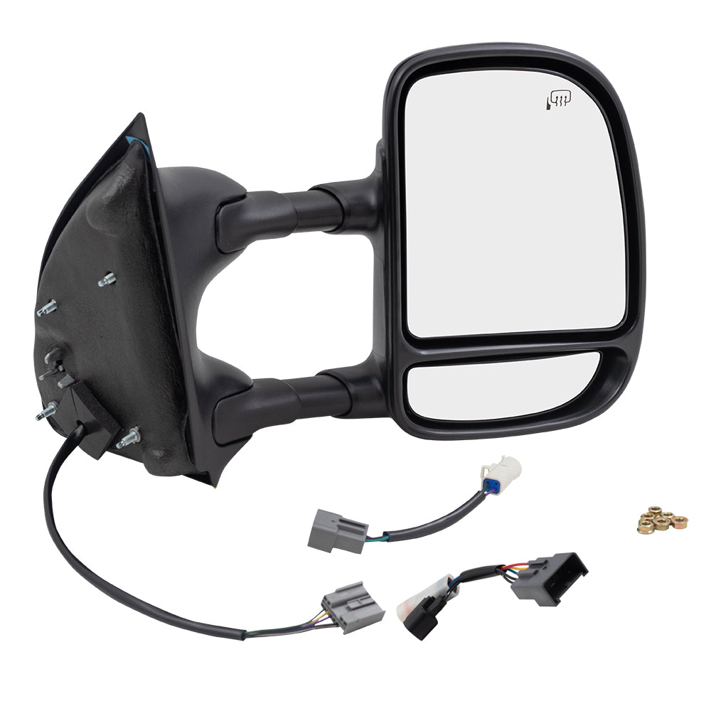 Brock Replacement Telescopic Tow Mirrors with Upgrade Adapter Compatible with 99-07 Super Duty Pickup