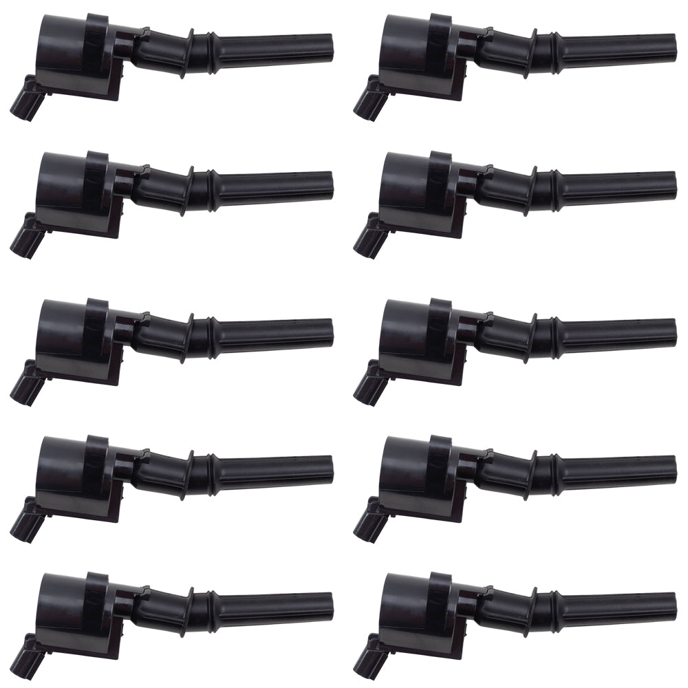 Brock Replacement Set of 10 Ignition Spark Plug Coil Compatible with 1997-2003 Ford Light Duty