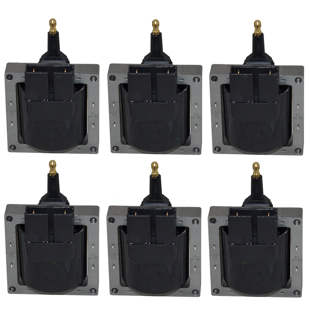 Brock Replacement 6 Piece Set Square Ignition Spark Plug Coils Compatible with 1986-1997 Aerostar Van 6 cylinder