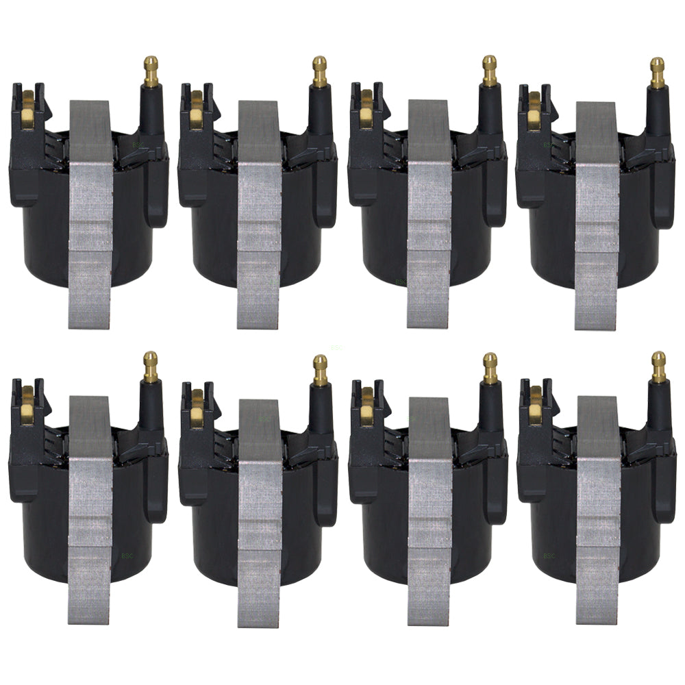 Brock Replacement 8 Piece Set of Eight Ignition Spark Plug Coils Compatible with 1984-1997 F100 F150 F250 F350 Pickup Truck 8 cyl