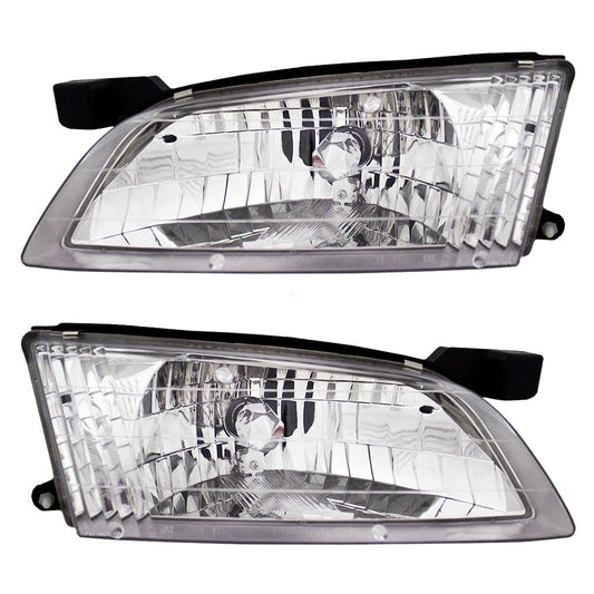 Brock Replacement Driver and Passenger Headlights Headlamps Compatible with 98-99 Altima 26060-9E025 26010-9E025