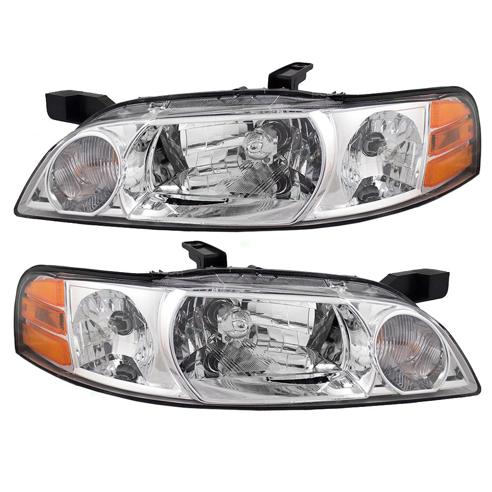 Brock Replacement Pair Set Halogen Combination Headlights Headlamps Compatible with 00-01 Altima 26060-0Z825 26010-0Z825