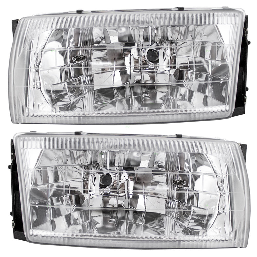 Brock Replacement Driver and Passenger Headlights Headlamps Compatible with 96-98 Quest F6XZ13N053BB F6XZ13N053AB