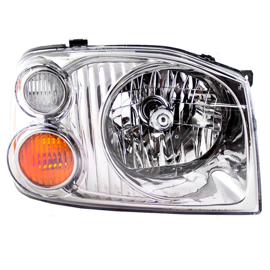 Brock Replacement Passengers Headlight Headlamp with Black & Chrome Bezel Compatible with 01-04 Frontier Pickup Truck 260108Z326