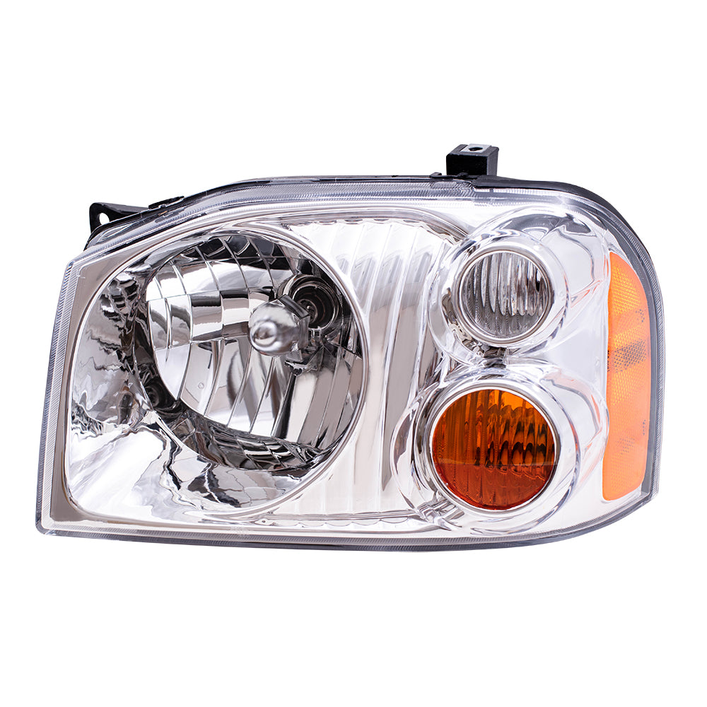 Brock Replacement Drivers Headlight Headlamp with Chrome Bezel Compatible with 01-04 Frontier Pickup Truck 260608Z325