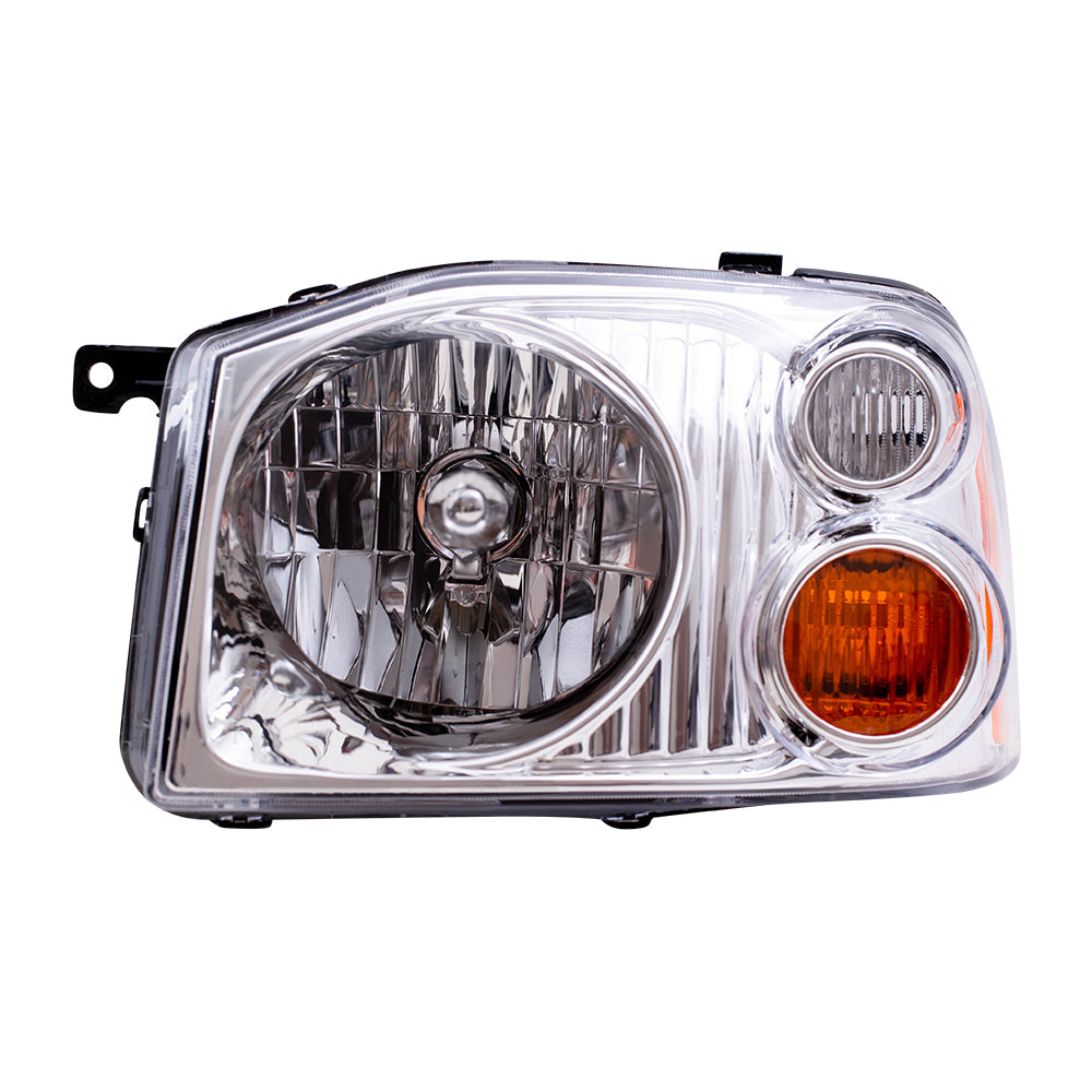 Brock Replacement Driver and Passenger Headlights with Chrome Bezel Compatible with 01-04 Frontier Pickup Truck 260608Z325 260108Z325