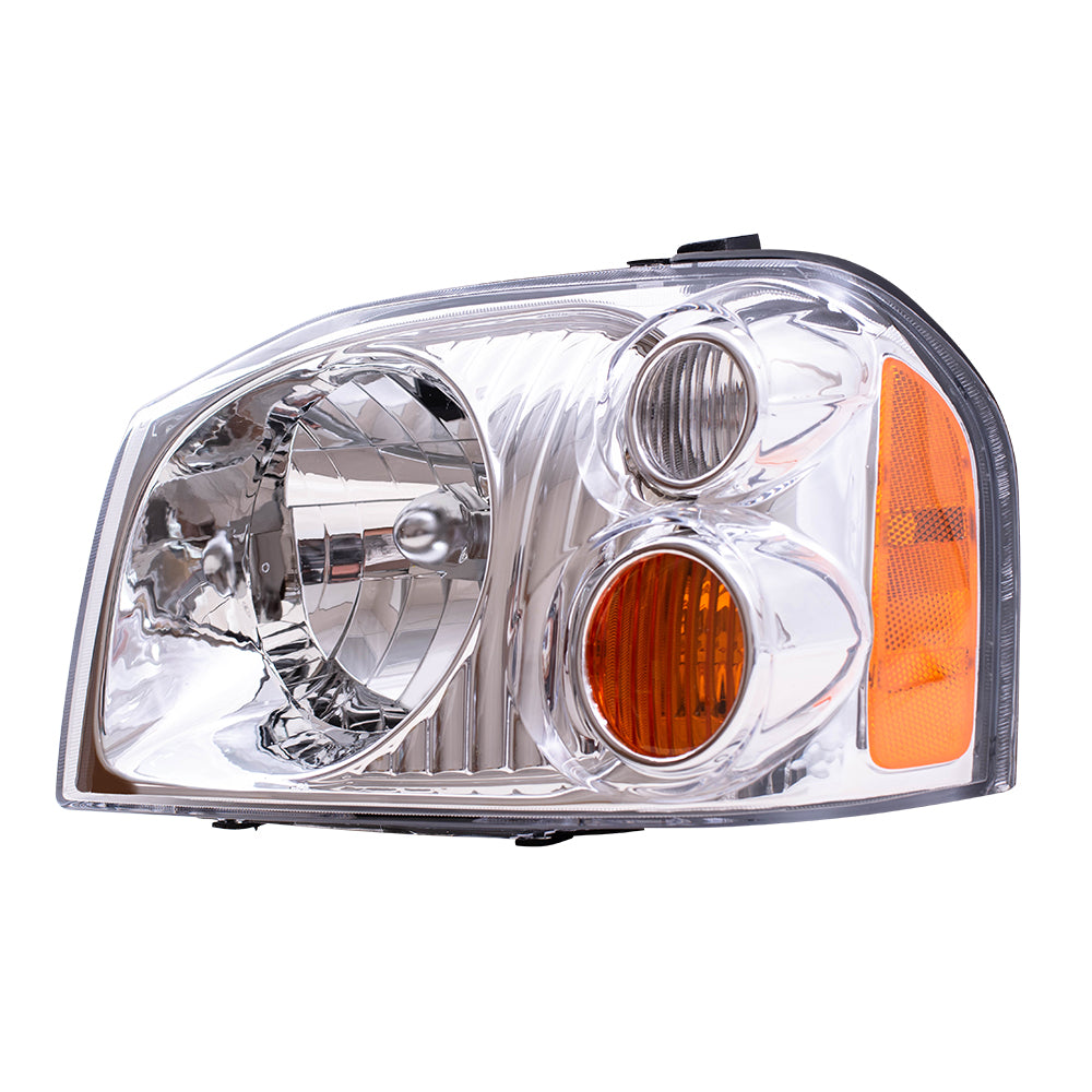 Brock Replacement Drivers Headlight Headlamp with Chrome Bezel Compatible with 01-04 Frontier Pickup Truck 260608Z325