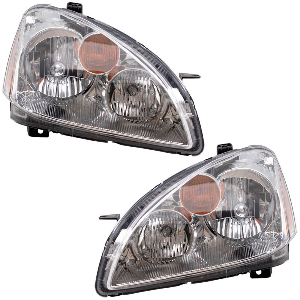 Brock Replacement Driver and Passenger Halogen Headlights Compatible with 2002-2004 Altima 260603Z626 260103Z626