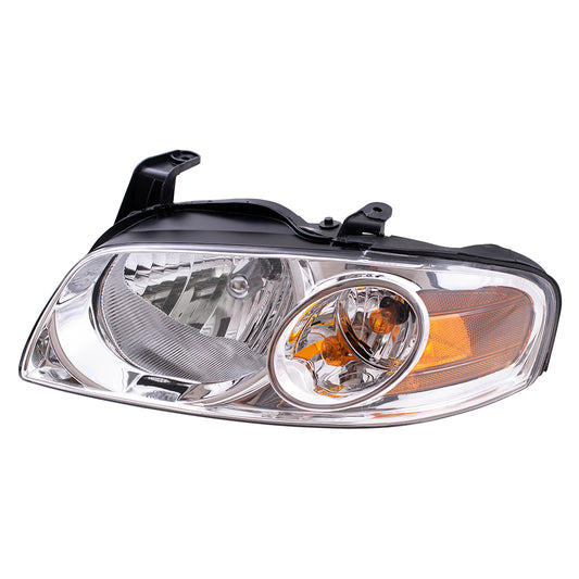 Brock Replacement Drivers Halogen Headlight Headlamp Lens with Chrome Housing Compatible with 2004-2006 Sentra 26060-6Z525