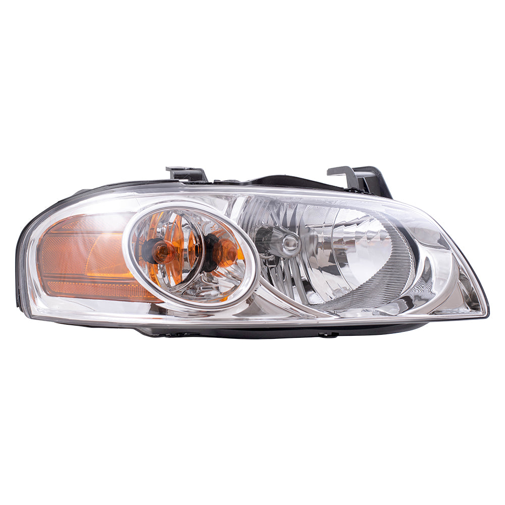 Brock Replacement Driver and Passenger Halogen Headlights with Chrome Housing Compatible with 2004-2006 Sentra 26060-6Z525 26010-6Z525