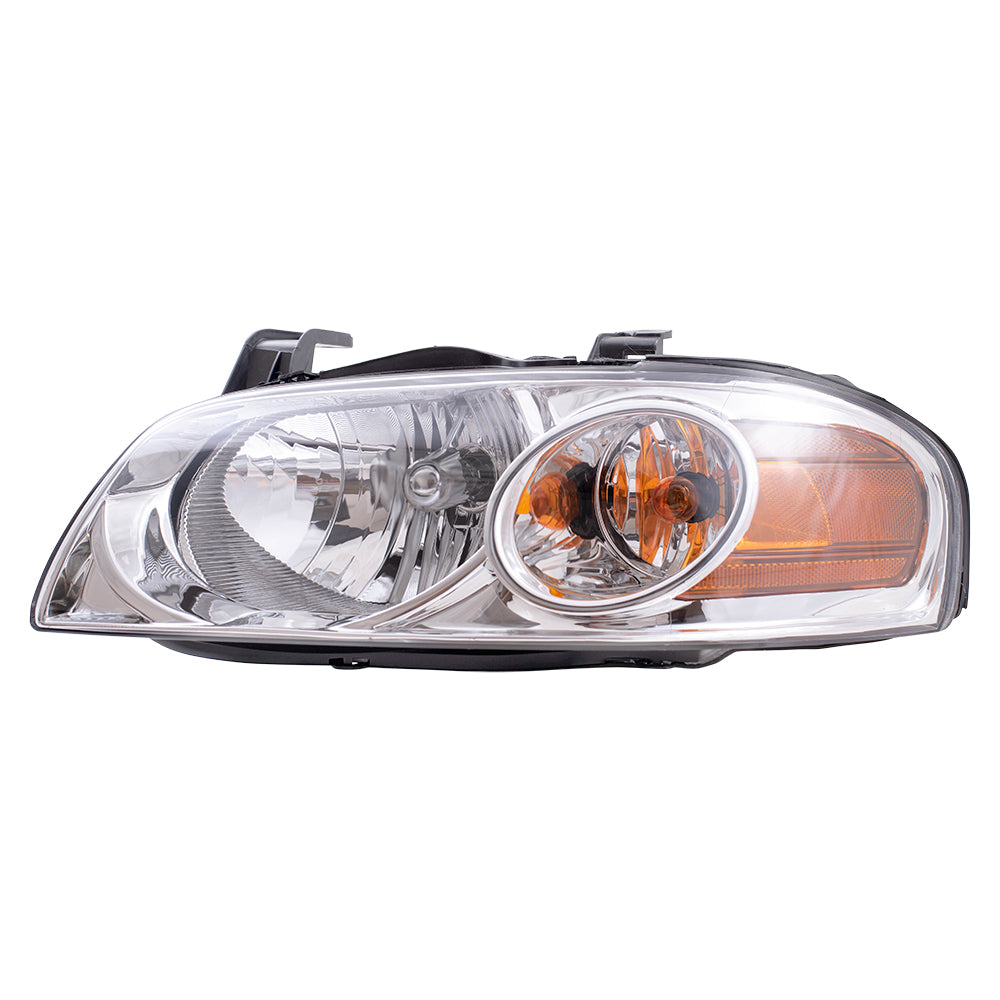 Brock Replacement Drivers Halogen Headlight Headlamp Lens with Chrome Housing Compatible with 2004-2006 Sentra 26060-6Z525