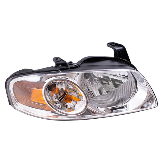 Brock Replacement Passengers Halogen Headlight Headlamp Lens with Chrome Housing Compatible with 2004-2006 Sentra 26010-6Z525