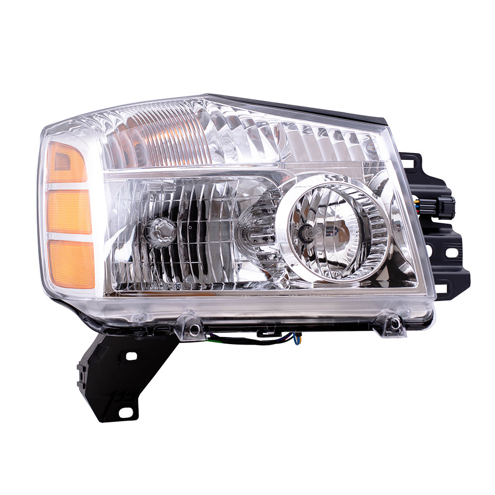 Brock Replacement Passengers Headlight Headlamp Compatible with 04-07 Armada 04-07 Titan Pickup Truck 260107S026