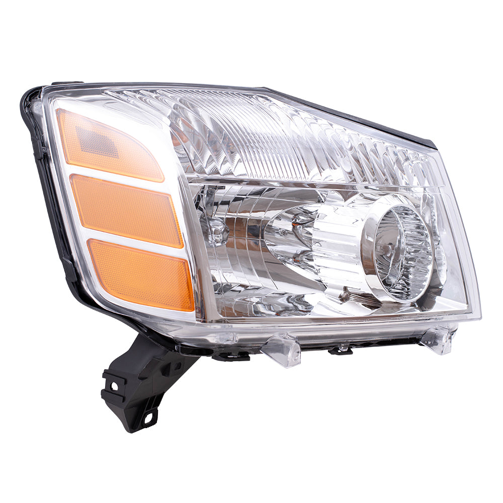 Brock Replacement Passengers Headlight Headlamp Compatible with 04-07 Armada 04-07 Titan Pickup Truck 260107S026