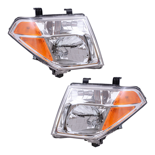 Brock Replacement Pair Halogen Combination Headlights Headlamps Compatible with 05-07 Pathfinder & 05-08 Frontier 26060EA525 26010EA525