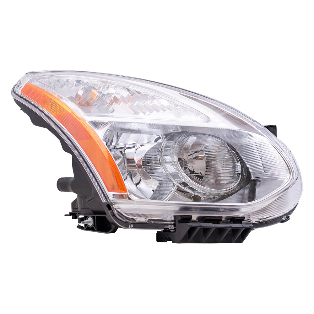 Brock Replacement Pair Set Halogen Headlights Headlamps w/ Chrome Bezel Compatible with 08-10 26060-JM00A 26060-JM70A