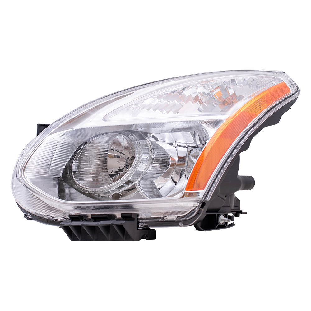 Brock Replacement Drivers Halogen Combination Headlight Headlamp Chrome Bezel Compatible with 08-10 Rogue 26060-JM00A