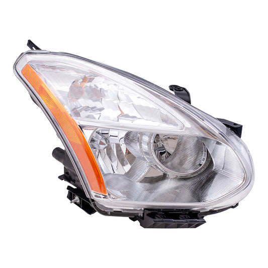 Brock Replacement Passengers Halogen Headlight Headlamp Chrome Bezel Compatible with 08-10 Rogue 26060-JM70A