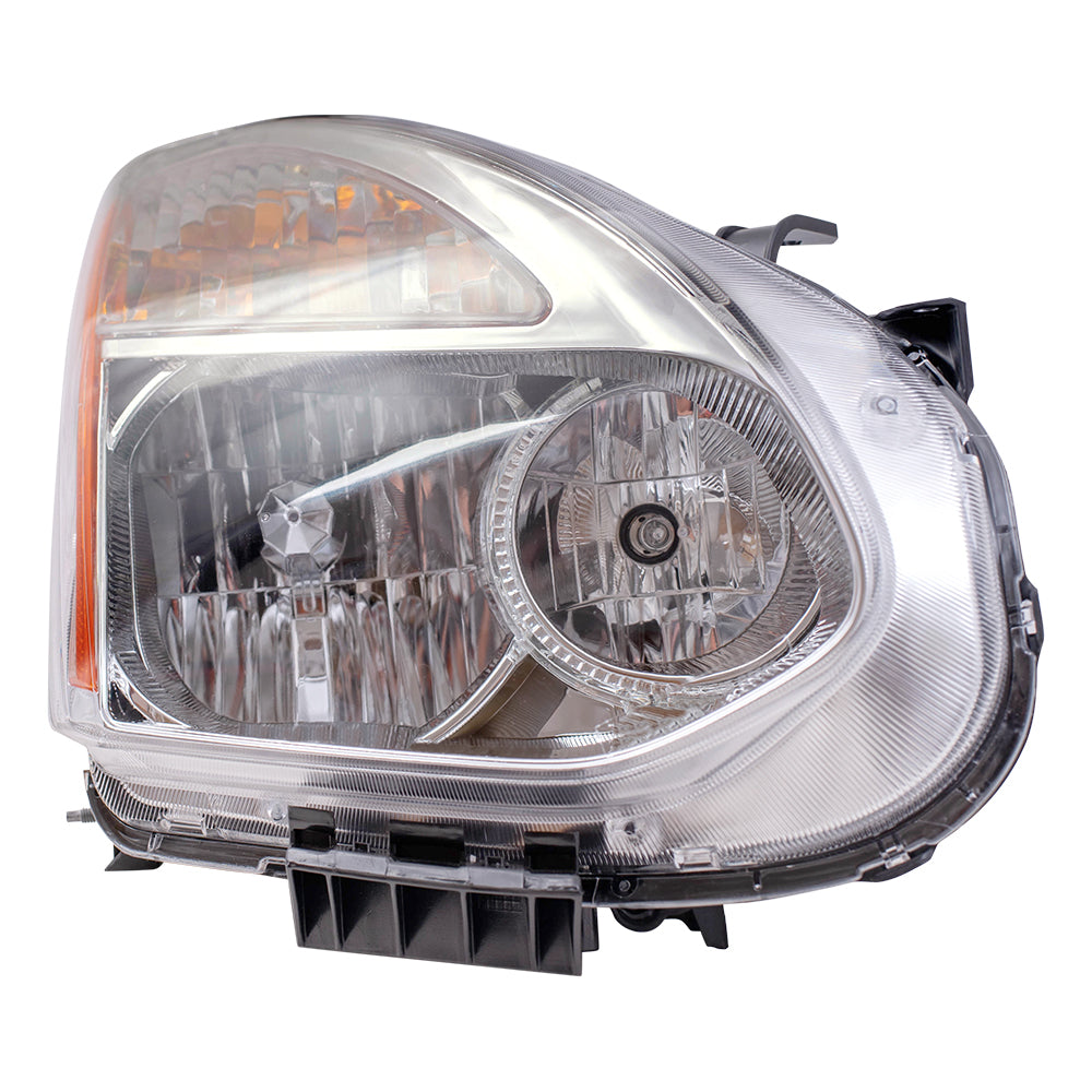 Brock Replacement Passengers Halogen Headlight Headlamp Chrome Bezel Compatible with 08-10 Rogue 26060-JM70A