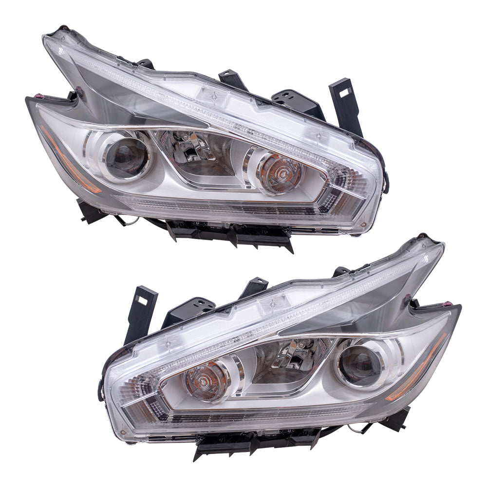 Brock Replacement Driver's and Passenger's Halogen Headlights Compatible with 2015 2016 Murano 26060-5AA9A 26010-5AA9A