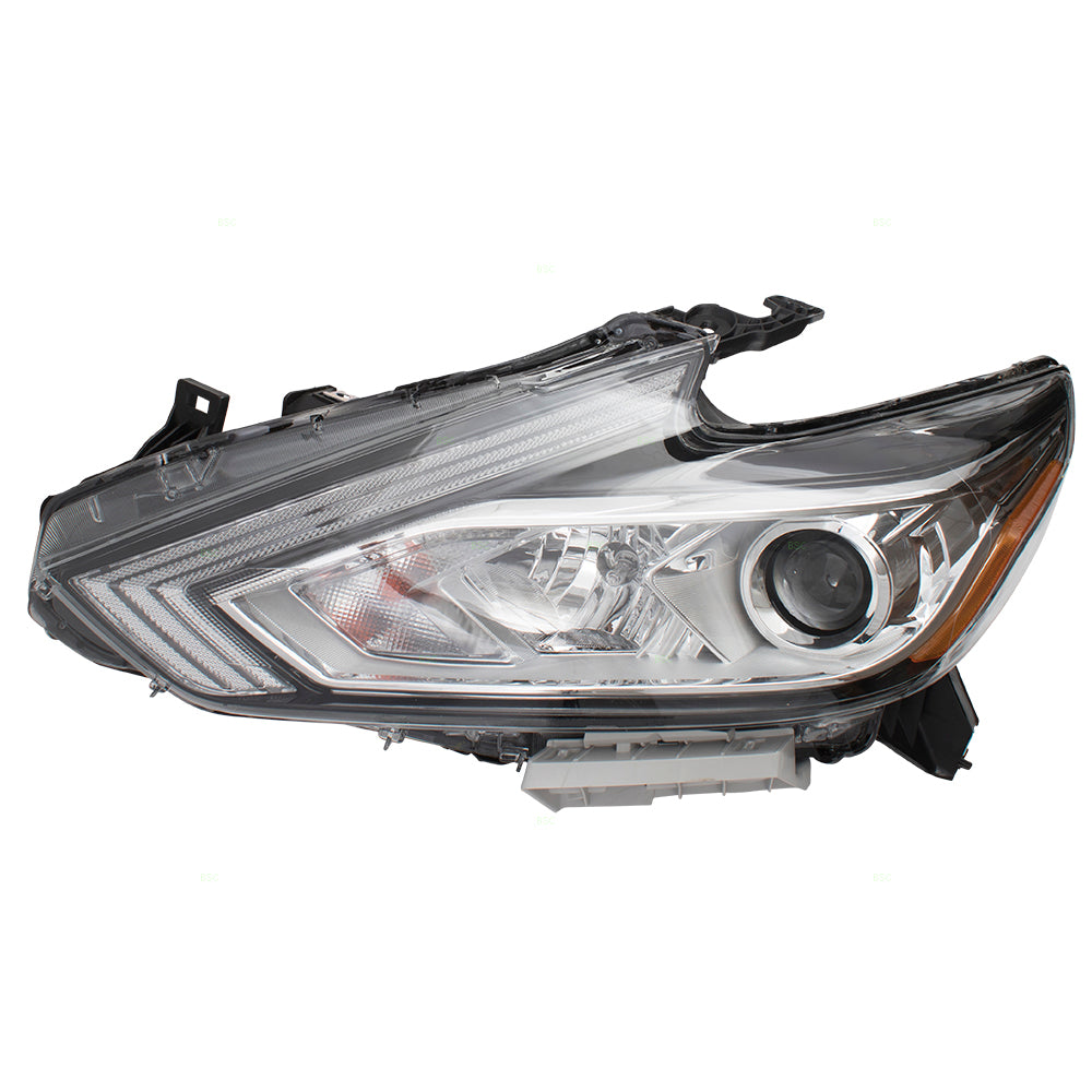 Brock Replacement Halogen Headlamp for 2016-2018 Altima Sedan Driver Left w/ Chrome Housing Compatible with 260609HS0A